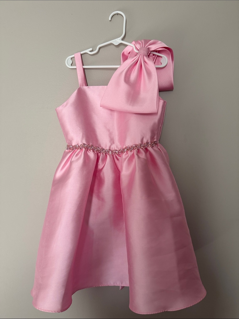 Rare Editions Pink Satin Bow Party Dress w/Decorative Waist